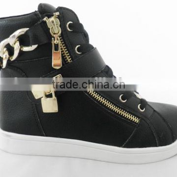 Black/White Hight Top Casual Shoes With Leather Upper/RB Outsole
