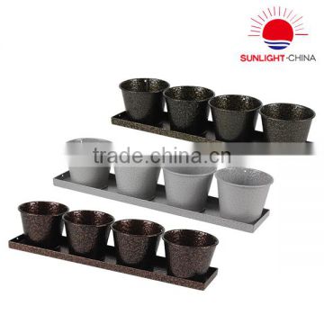 Galvanized Iron Powder Coating Flower Pots Set of 4