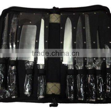 9 pieces stainless steel kitchen knife sharpener set in Nylon case