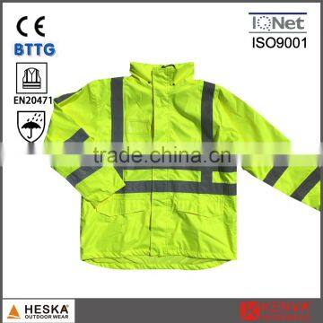 EN343 Safety hi vis coat reflective tapes jacket with ENISO 20471