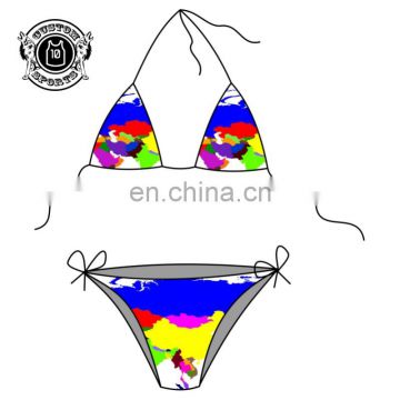 Latest design custom cross over front sexy mature women swimwear bikini