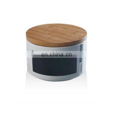 Round Chalk Cookie Storage Jar with Bamboo Lid