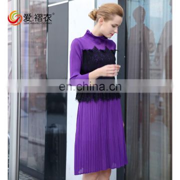 2017 Elegant Women clothes Fake two pieces bandage dress with lace design