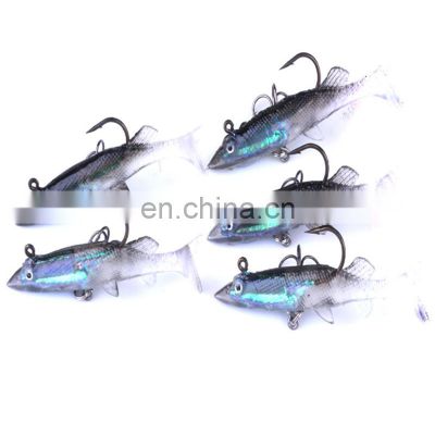 Amazon 5pcs/bag Soft Fish 80mm 11g  Artificial Plastic Fishing Lure Plastic Paddle Soft Fish With Hook