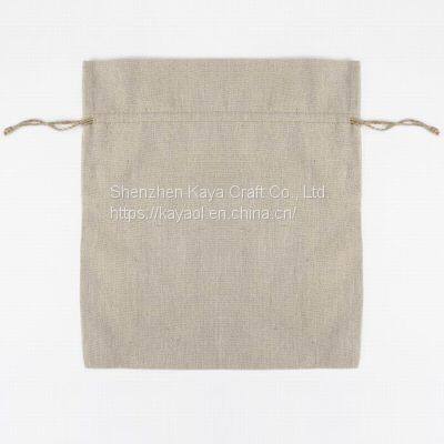 Linen Like Drawstring Bag Polyester Linen Like Fabric Pouch Bag