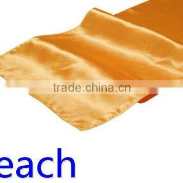 hot selling ployester satin table runner for wedding decoration, peach color