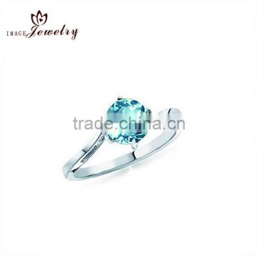925 sterling silver blue glass ring rhodium plating jewelry