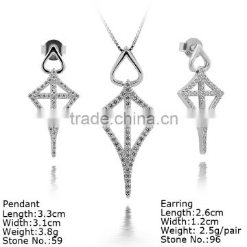 SZA2-001 Earring and Pendant Jewelry Set Cheap Silver Jewelry Set Cross Jewelry Set