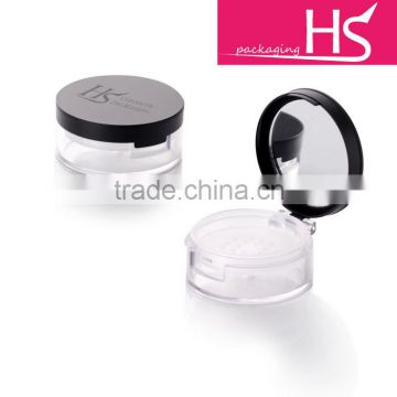 Black round plastic loose powder sifter jar with mirror                        
                                                Quality Choice