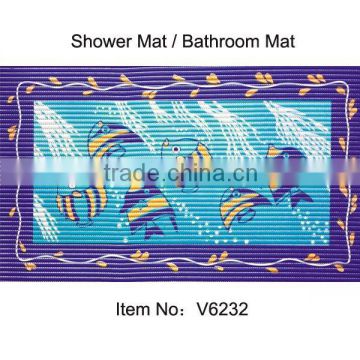 Ocean style printed vinyl hotel bath mat