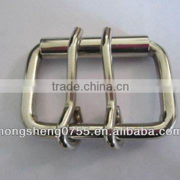 Solid metal metal belt buckle with two pins