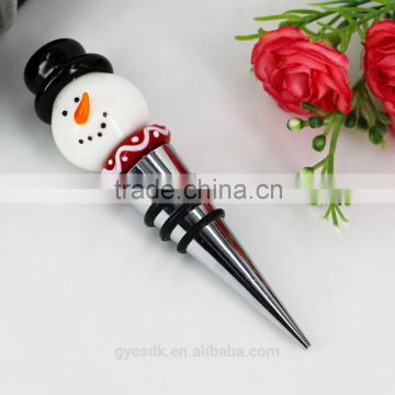 Snowman Head Murano Glass Wine Stoppers for Christmas Party Decoration