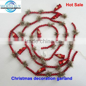 Red santa clause decorated christmas tinsel garland, 2014 best selling product supplier
