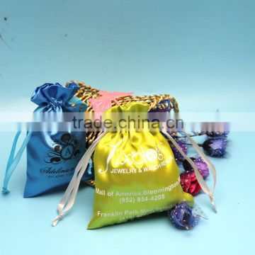 Logo Custom Made Colorful chinese satin jewelry pouches For Promotion