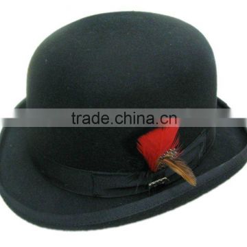 Wool Felt BLACK TALL DERBY Hat Western Bowler NEW All Sizes