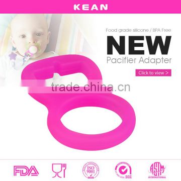 BPA Free Silicone Adapter for Button-style Baby Pacifier Ribbon Clip