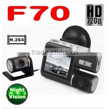 Car Black Box F90 HD1280*720P Dual lens Vehicle DVR PK F70 Camera