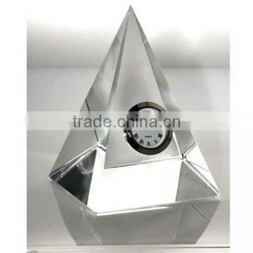 business gift pyramid crystal clock on sale