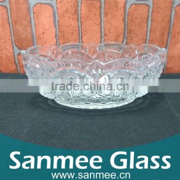 Embossed Round Glass Bowl Wholesale Flower Shape Glass Bowl