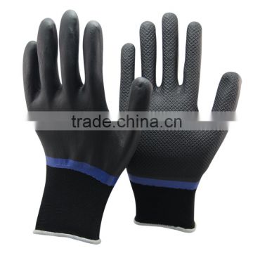 NMSAFETY 15 gauge black Nylon Nitrile Gloves Nitrile coated Safety Gloves Hand Protecting Gloves