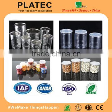 China made empty cans,plastic bottles,plastic easy open can,PET easy open can for dry food, nuts,candies, plastic jar