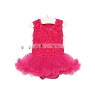 2015 Newest Arrival Baby Dress Romper Hot Pink Skirt for Infant