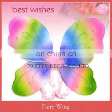 Rainbow Color wholesale glitter printing nylon butterfly wing decoration