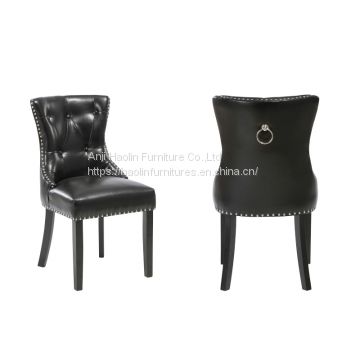 Leather Dining Chair in Solid Wood