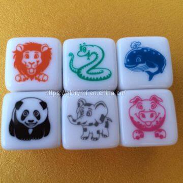 wholease heat printing 16mm plastic acrylic dice/board game dice