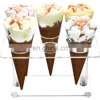 Custom Clear Acrylic Food Ice Cream Cone Holder, Sushi Hand Roll Display Stand