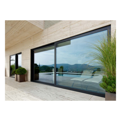 Huge Aluminium Doors Windows Aluminum Alloy Double Tempered Glass Three Panels Sliding Stacking Door