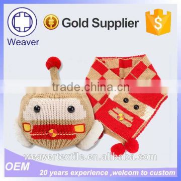 Best Selling Hot Chinese Products Knit Hat Pattern Children Wool Winter Hat and Scarf Set