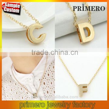 Gold plate Initial chain Necklaces Women Alphabet 26 Letters A-Z Pendant