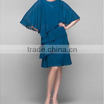 Wholesale Dahlia Frill Shoulder Dress ,Ruffles Chiffon Mother of Bride Dress