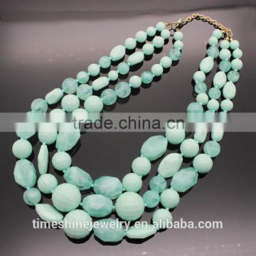 New Products Three Rows Acrylic Beads Statement Necklace for Women
