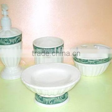 ceramic bathroom set,soap dish, soap dispenser,tumbler,toothbrush holder