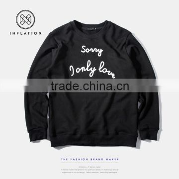 Black color crewneck sweatshirt with factory price