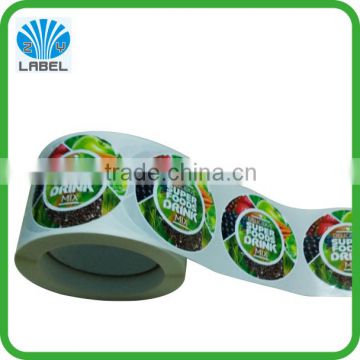 Resonable price customized printing design sticker juice label adhesive drink bottle sticker roll