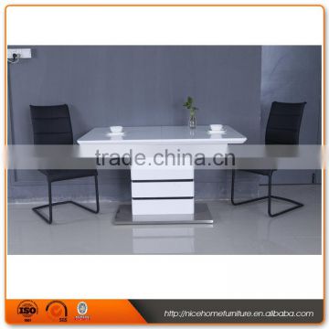 White high gloss wooden dining table designs