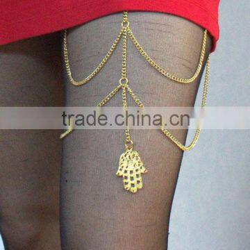 New Women Gold Thigh Leg Chunky Metal Chain Garter Strand Fashion Body Jewelry