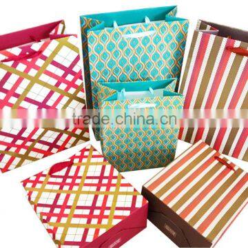 Check design printing ivory paper shopping bag