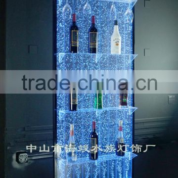Led lighting bubble water with color changing liquor display rack,,Amazing water bubble wine rack,