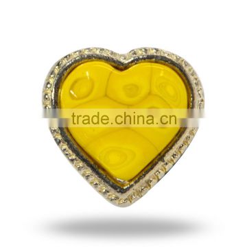 Metal & Glass Heart Knob (Yellow)