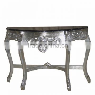 Baroque silver side table marble top