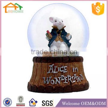 Factory Custom made best home decoration snow globe gift polyresin rabbit snow globe