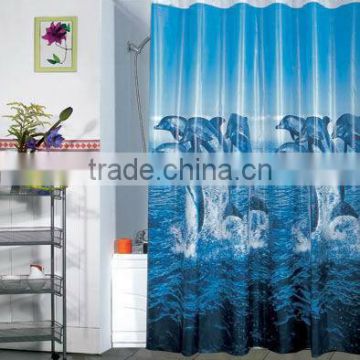Dolphin print PEVA shower curtain and bath accessory