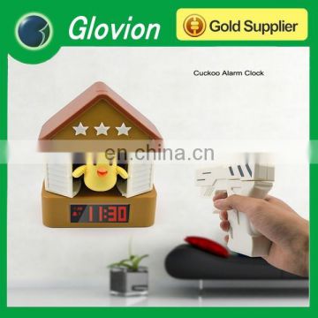 Top quality Bird Style Creative Gun Alarm Clock shooting alarm clock funny table alarm clock