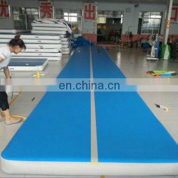 taekwondo Light blue color inflatable gymnastics mat tumbling 8m 12m air track airtrick