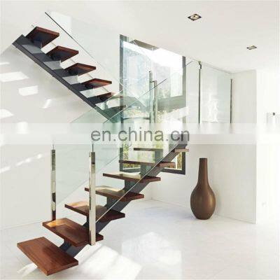 Contemporary wooden u-shaped stair railing staircase for project