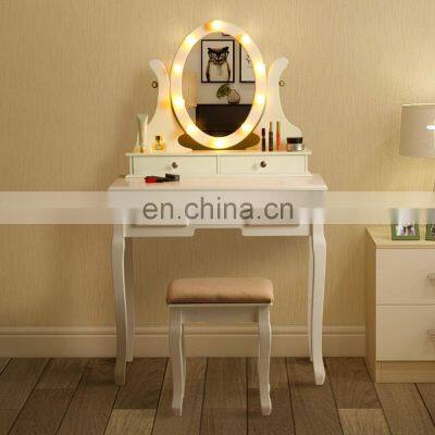 Vanity Dressing Desk Set with 10 LED Lights 5 Drawers Makeup Table with Stool